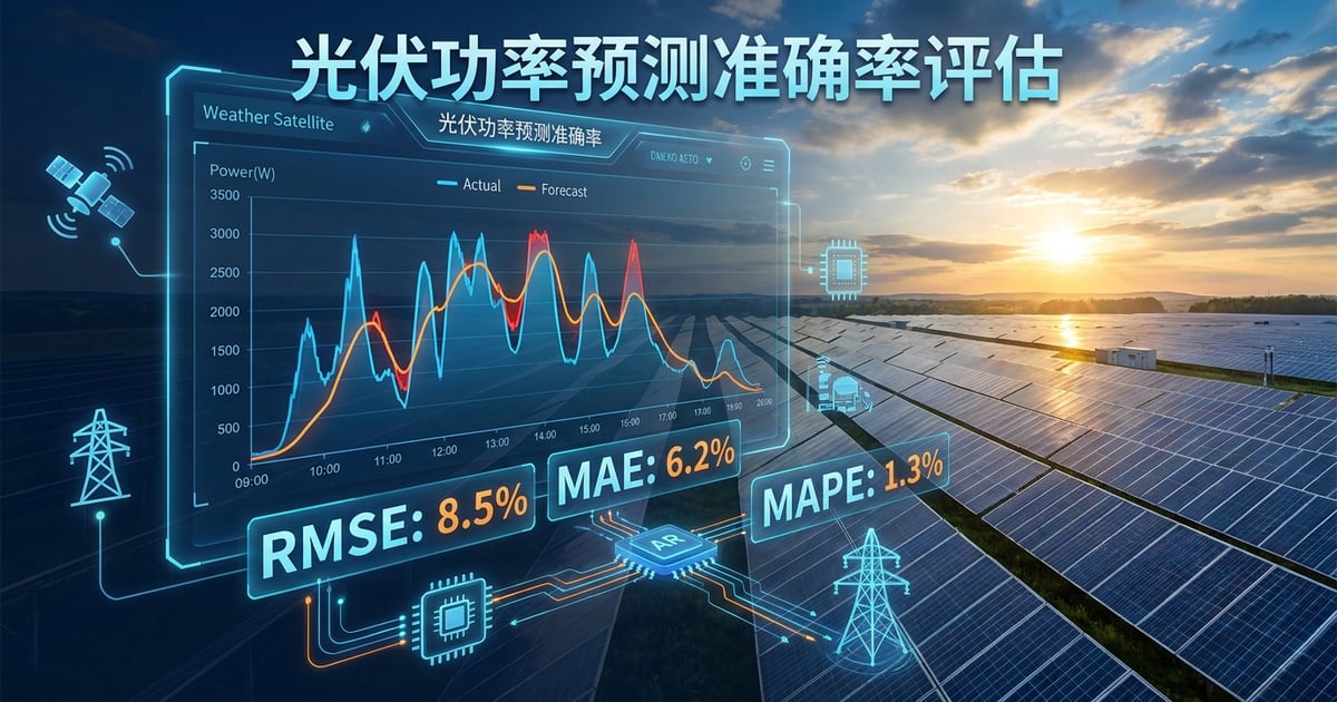 光伏功率预测准确率怎么算 — RMSE/MAE/MAPE 与工程样本 封面