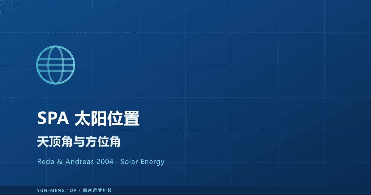 太阳位置算法 SPA — Reda & Andreas 2004 与光伏建模 封面